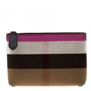Pre Owned Burberry Multicolor Canvas Duncan Zip Pouch