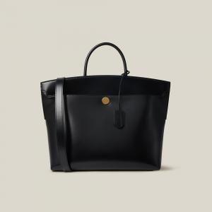 Pre Owned Burberry Black Society Top-Handle Leather Tote