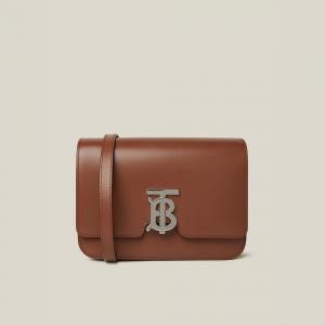 Burberry Brown TB Monogram-Buckle Leather Shoulder Bag