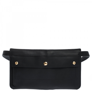 Pre Owned Burberry Black Leather Slim Belt Bag