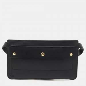 Pre Owned Burberry Black Leather Belt Bag