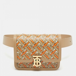 Pre Owned Burberry Multicolor TB Monogram Leather Mini Belt Bag