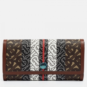 Burberry Multicolor TB Print Coated Canvas and Leather Continental Wallet