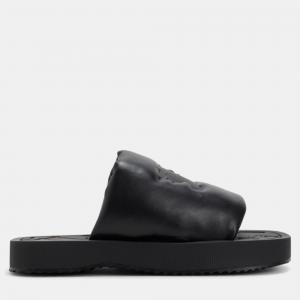 Pre Owned Burberry A Lf Knight Slab Black Leather Slider EU 36