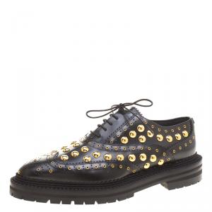 Burberry Black Leather Deardown Studded Platform Oxfords Size 40