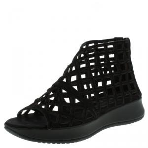 Burberry Prorsum Black Suede Cage Platform Sandals Size 39