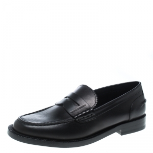 Burberry Black Leather Bedmont Penny Loafers Size 38