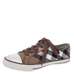 Pre Owned Burberry Multicolor Check Canvas And Rubber Cap Toe Sneakers Size 39