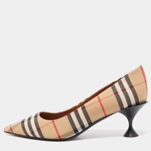 Burberry Beige Nova Check Pointed Toe Pumps Size 40