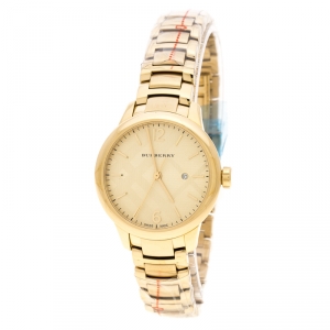Pre Owned Burberry Gold Plated Stainless Steel Classic BU10109 Women's Wristwatch 32 mm