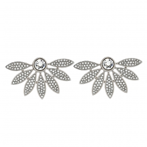 مملوكة مسبقًا Burberry Crystal Studded Half Daisy Silver Tone Earrings