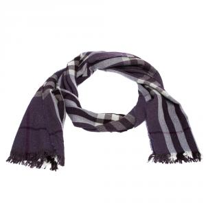 مملوكة مسبقًا Burberry Purple Lurex Detail Novacheck Scarf