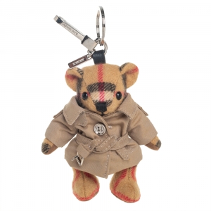 مملوكة مسبقًا Burberry Brown Cashmere Thomas Bear with Trench Coat Keyring/ Bag Charm