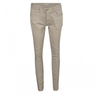 Pre Owned Burberry Brit Khaki Brown Stretch Cotton Zip Detail Foxton Skinny Jeans M