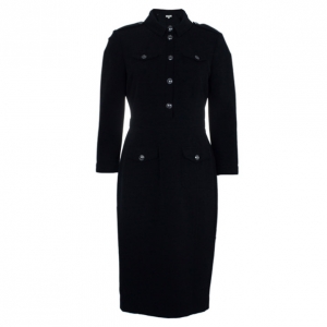 Pre Owned Burberry Black Novacheck Contrast Cuff Shirt Dress M