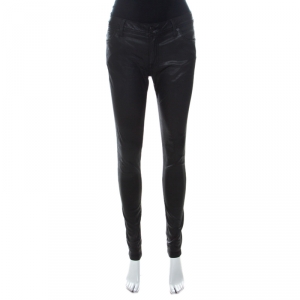 Pre Owned Burberry Black Coated Denim Low Rise Skinny Fit Jeans M 