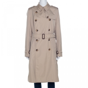 مملوكة مسبقًا معطف مطر بربري صدر مزدوج قطن بيج L