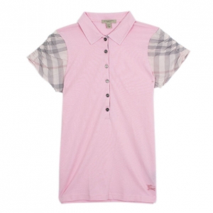Pre Owned Burberry Pink Check Nova Polo T-Shirt M