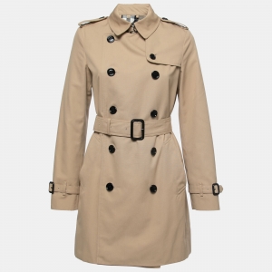 Burberry Tan Brown Gabardine Belted Trench Coat S