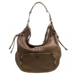 Pre Owned Burberry Brown Leather Murphy Hobo