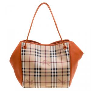 Pre Owned حقيبة يد بربري نوتس كانتيربري هايماركت كانفاس مقوى كروهات برتقالي صغيرة 