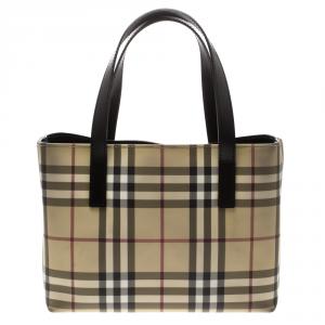 Pre Owned Burberry Black House Check PVC Tote