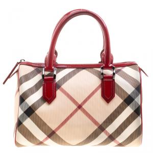 Burberry Red Nova Check PVC Chester Boston Bag