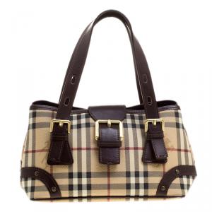 Pre Owned حقيبة بربري PVC هايماركت بنية/ بيج