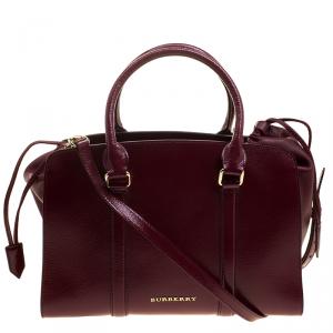 Pre Owned حقيبة يد بربري متوسطة دينتون جلد لامعة حمراء