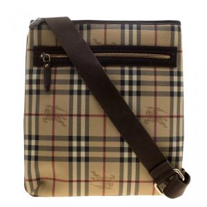 Burberry Beige/Brown Haymarket Check Coated Canvas Messenger Bag