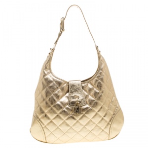 مملوكة مسبقًا Burberry Gold Quilted Leather Brooke Hobo