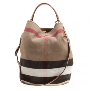 مملوكة مسبقًا Burberry Multicolor Nova Check Canvas and Leather Ashby Hobo
