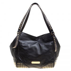 Pre Owned Burberry Black Leather Medium Canterbury Studded Tote