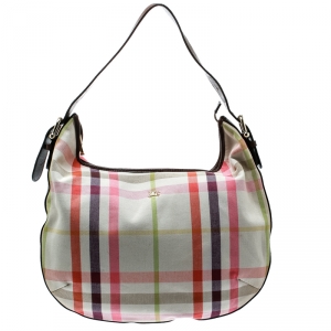Pre Owned Burberry Multicolor House Check Canvas Hobo