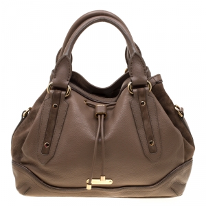Burberry Brown Leather Medium Earlsburn Top Handle Bag