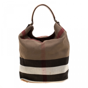 Pre Owned Burberry Multicolor Sussana Check Print Canvas Bucket Bag