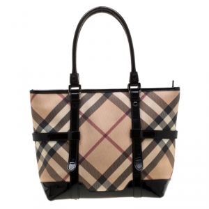 مملوكة مسبقًا Burberry Beige/Black Nova Check PVC and Leather Tote
