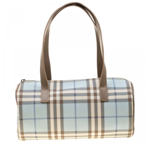 Burberry Blue/Brown Nova Check PVC Boston Bag