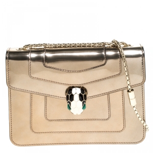 Bvlgari Metallic Bronze Patent Leather Serpenti Forever Shoulder Bag