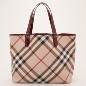 Pre Owned Burberry Medium Nova Check Tote with Accessories Pouch