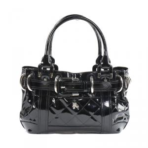 Pre Owned Burberry Black Patent Leather Baby Beaton Tote