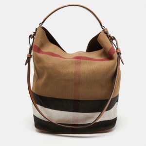 مملوكة مسبقًا Burberry Brown/Multicolor Mega Check Canvas and Leather Medium Ashby Hobo