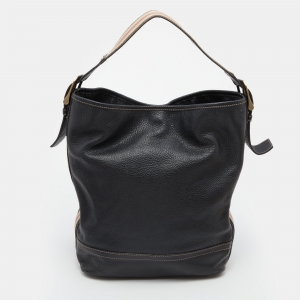 Pre Owned Burberry Black Leather Hobo