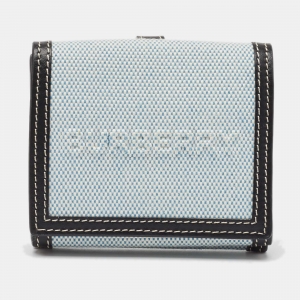 Burberry Blue/Black Canvas and Leather Luna Compact Wallet