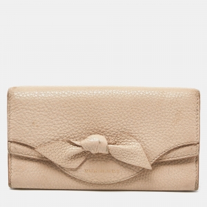 Burberry Beige Leather Bow Continental Wallet