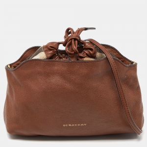 Burberry Brown/Beige Canvas and Leather Little Crush Crossbody Bag