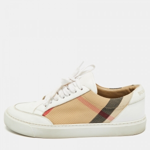 مملوكة مسبقًا Burberry Nova Check Size 37 Beige Canvas Lace Up Sneakers
