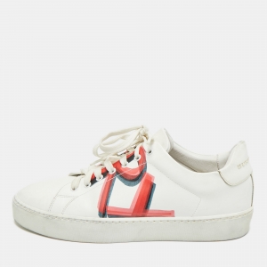 Pre Owned Burberry Graffiti Size 36.5 White Leather Lace Up Sneakers