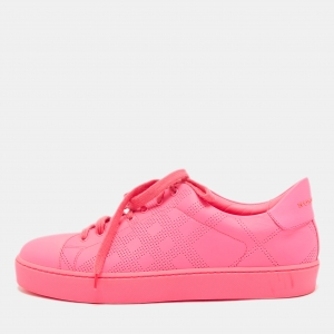 Burberry Pink Perforated Leather Albert Sneakers Size 40