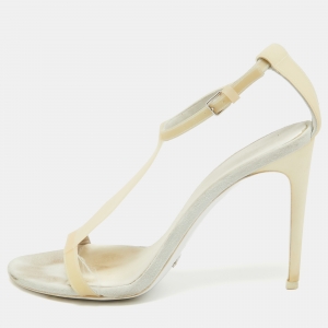 Burberry Cream PVC and Suede Ankle Strap Sandals Size 39